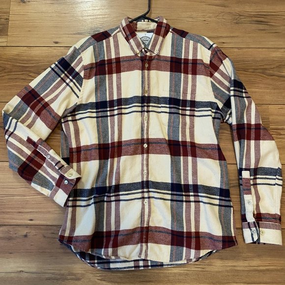 Portuguese Flannel, Beige/Red/Blue, 'Coachella' Check Flannel Button Down, XL - Picture 2 of 10